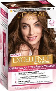 Краска для волос LOreal Paris Excellence Creme, оттенок 4.3, золотой каштан, 192 мл