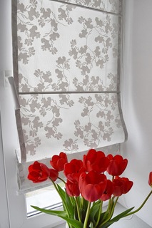 Римская штора Delfa Лира рисунок цветы, белый, ширина 81 см