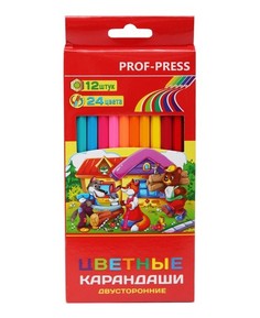 Карандаши цветные двусторонние "Любимые сюжеты", 12 карандашей Проф Пресс