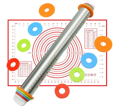 Кулинарный набор "MARUS", скалка+силиконовый коврик С 43,5Х6,5см, 60х40см ZY-I30050