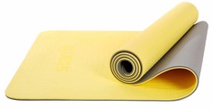 Коврик для йоги и фитнеса STARFIT FM-201 TPE, 0,7 см, 173x61 см, желтый/серый