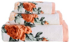 Банное полотенце Valtery rosy-2 белый, оранжевый