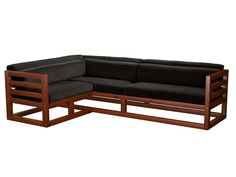 Угловой диван Магнус Угловой сосна Вишня, Черный, вельвет, Левый АндерСон