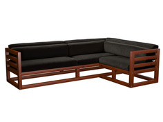 Угловой диван Магнус Угловой сосна Вишня, Черный, вельвет, Правый АндерСон