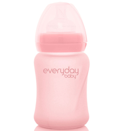 Стеклянная бутылочка Everyday Baby с силиконовым покрытием Healthy+ 150 мл розовый 10217