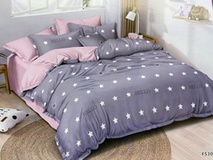 Комплект Постельного Белья "Марсель Home Collection" Евро, 2-Спальное Сиреневый (Звезды) No Brand