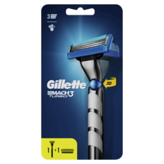 Бритвенная Ручка Gillette Mach3 Turbo с 2 сменными кассетами