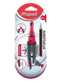 Циркуль STOP & SAFE с безопас,иглой, фиксация штанг, блистер,MAPED