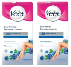 Набор восковые полоски VEET для чувствительной кожи c технологией Easy Gel-wax 12 шт 2 уп.