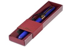 Ручка в футляре "MONACO" шариковая 0.5 ММ, СИНЯЯ (ярко-синий корпус, коричневая коробка) Bruno Visconti