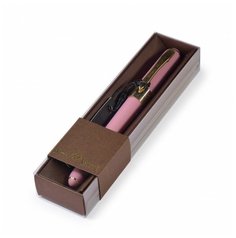 Ручка в футляре "MONACO" шариковая 0.5 ММ, СИНЯЯ (розовый корпус, коричневая коробка) Bruno Visconti