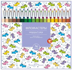 Фломастеры Bruno Visconti, 36 цвета, 4 вида , HappyColor, Арт. 32-0053. Цена за 1 набор.