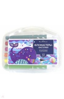 Фломастеры-кисточки "FUNCOLOR" 12 ЦВ. в пластиковом пенале Bruno Visconti