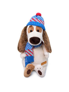 Мягкая игрушка BUDI BASA Бартоломей в вязаной шапке и шарфе, оригинальный, 33 см