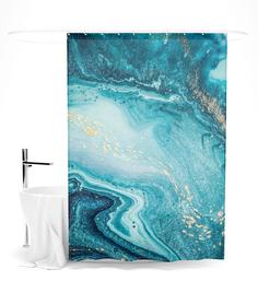 Шторка для ванной "Сирень"; Голубая бездна; Размер: 145 х 180