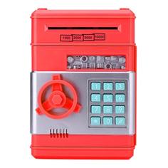 Копилка-сейф для денег с кодовым замком Number Bank, красная Baziator