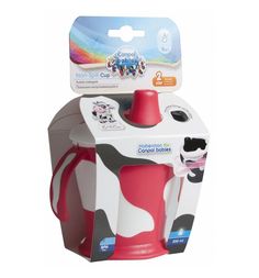 Чашка-непроливайка с ручками Canpol Little Cow красный 250 мл