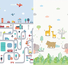 Развивающий складной коврик MIKMEL Городской трафик/Зоопарк 150х200х1см MCH-FM-33