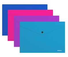 Папка-конверт на кнопке пластиковая ErichKrause Diagonal Vivid, непрозрачная, A4, ассорти