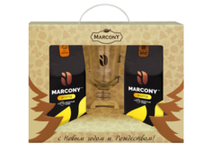 Новогодний Кофе молотый MARCONY AROMA Апельсин + Баварский шоколад и бокал 900г