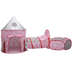 Палатка детская игровая, тоннель с сухим бассейном розовый 001137_1 Aiden Kids