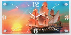Часы настенные Корабль на закате 20 x 40 см No Brand