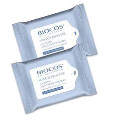 Cалфетки влажные для снятия макияжа  BioCos для всех типов кожи 2 уп по 15 шт,