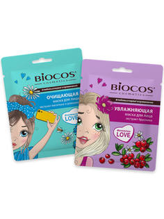 Набор тканевых масок для лица Biocos Очищение и Увлажнение 2 шт.