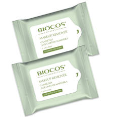Cалфетки влажные BIOCOS для снятия макияжа для жирной кожи 2 уп по 15 шт