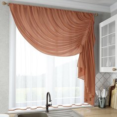 Шторы для кухни Sola "Ромео", коричневый, правая