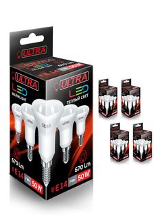 Светодиодная Лампочка Ultra Led LED R50 7W E14 3000K, комплект 5 шт.