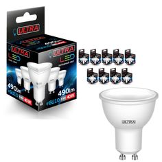 Лампочка Ultra Led GU10 5W LED, Холодный белый свет, GU10, 5 Вт, Светодиодная, 10 шт.