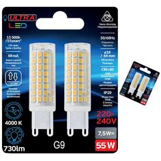 Светодиодная Лампочка Ultra Led G9 7,5W 4000K 220 Вт Блистер, комплект 4 шт.