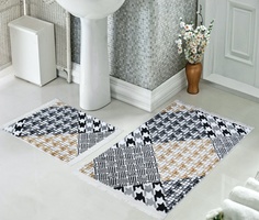 Набор ковриков для ванной и туалета Venera, 60x100/50x60 см, черно-белый