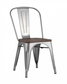 Стул Tolix WOOD серебристый матовый, основание и спинка оцинкованный металл