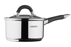 Ковш Ardesto Gemini, стеклянная крышка, 1,8 л, серые ручки с силиконом