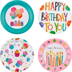 Тарелки одноразовые Happy Birthday бумажные 18 см 6 шт No Brand
