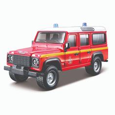 Коллекционная пожарная машинка Bburago Land Rover Defender 110, 1:50, красная