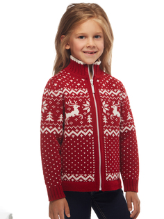 Кардиган детский Scandica Fairytale карминовый/белый р.98-104