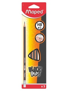 Карандаш ч/гр, BLACK PEPS,треуг, с ласт, НВ, 3 шт/уп, MAPED