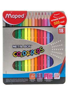 Цветные карандаши Maped Color Peps 18 цветов, металлическая коробка