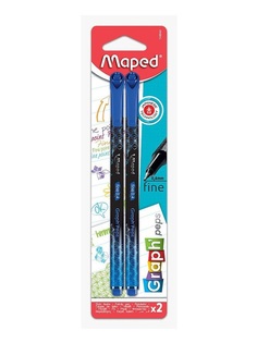 Ручка капилляр MAPED GRAPH PEPS, толщина линии - 0,4 мм синяя, деко, 2 штуки