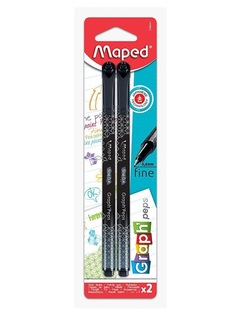 Ручка капилляр MAPED GRAPH PEPS, толщина линии - 0,4 мм чер, деко, 2 штуки