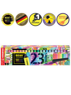 Маркеров-текстовыделитель STABILO BOSS ORIGINAL 23цв, на пластиковой подставке