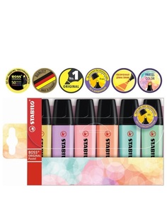 Набор маркеров-текстовыделителей STABILO BOSS ORIGINAL pastel 6цв, в пластиковом футляре