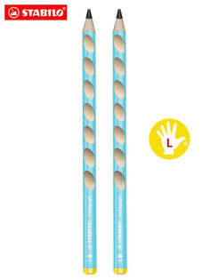 Карандаши чернографитные для левшей STABILO EASYgraph, трехгранный, корпус голубой, 2шт