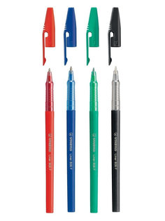 Шариковая ручка liner 808, цвет чернил ассорти, 4 штуки, масляные чернила Stabilo