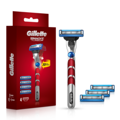 Бритвенный станок Gillette Mach3 Turbo с тремя лезвиями и сменными кассетами 4 кассеты
