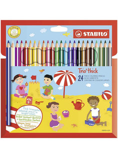 Карандаши цветные STABILO Trio трехгранные утолщенные, 24 цвета