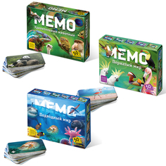 Игровой набор Мемо Удивительные животные + Мемо Пернатый мир + Мемо Подводный мир Нескучные игры